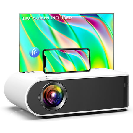 Mini Projector Goodee Portable Wifi Projector 1080P Supported LCD Display with 100" Projector Screen