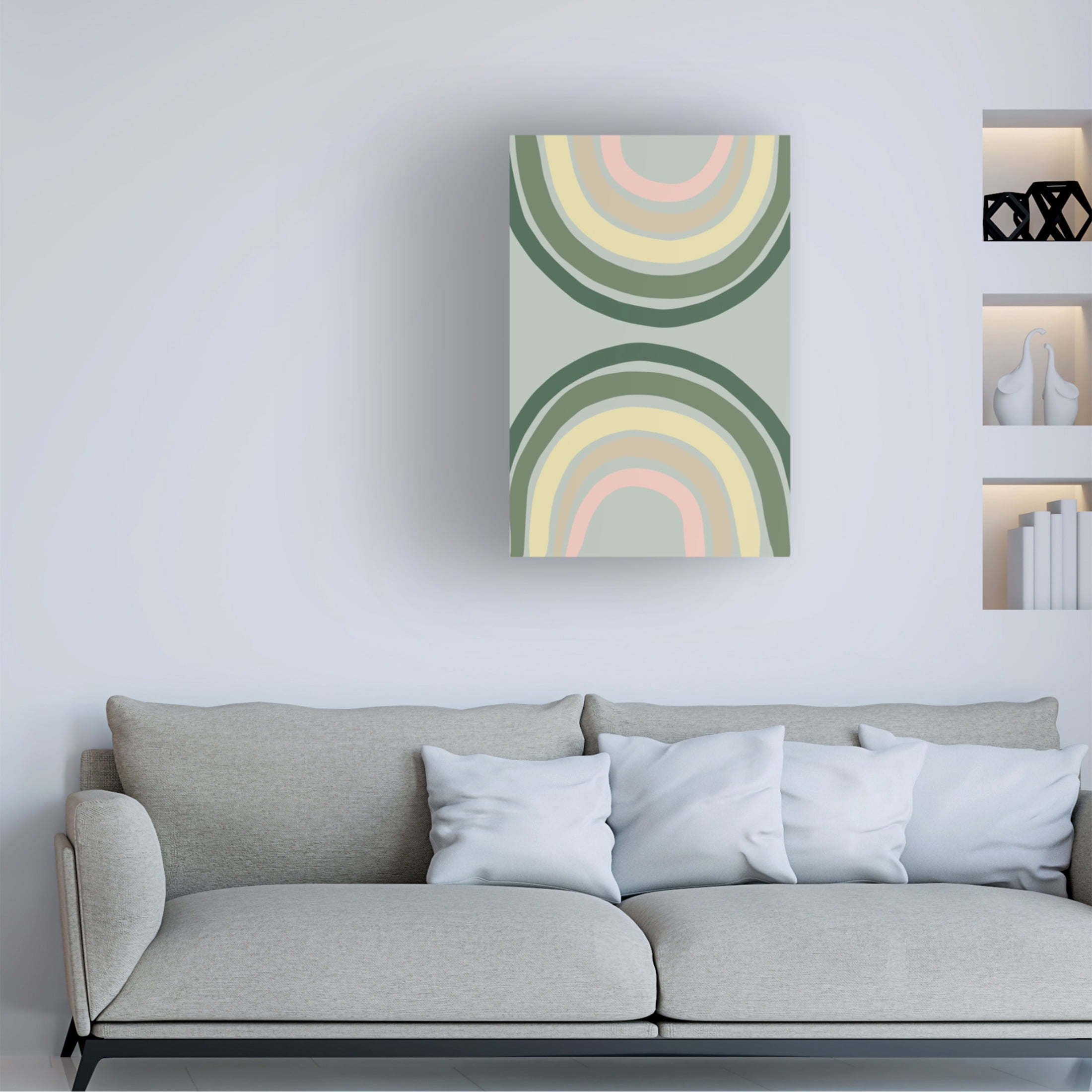 Canvas Wall Art - Pictufy Studio 'Double Rainbow Green' Wall Art for Living Room, Bedroom, or Office Décor by Trademark Fine Art - 30 x 47 Inches