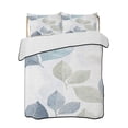 thumbnail image 2 of Sage Green Blue Leaves Queen Size Down Alternative Comforter, Lightweight Comforter Quilt Bedding Set with Pillow Shams Vintage Rustic Botanical All Seasons Bed Comforter Duvet Insert 90"x96", 2 of 7