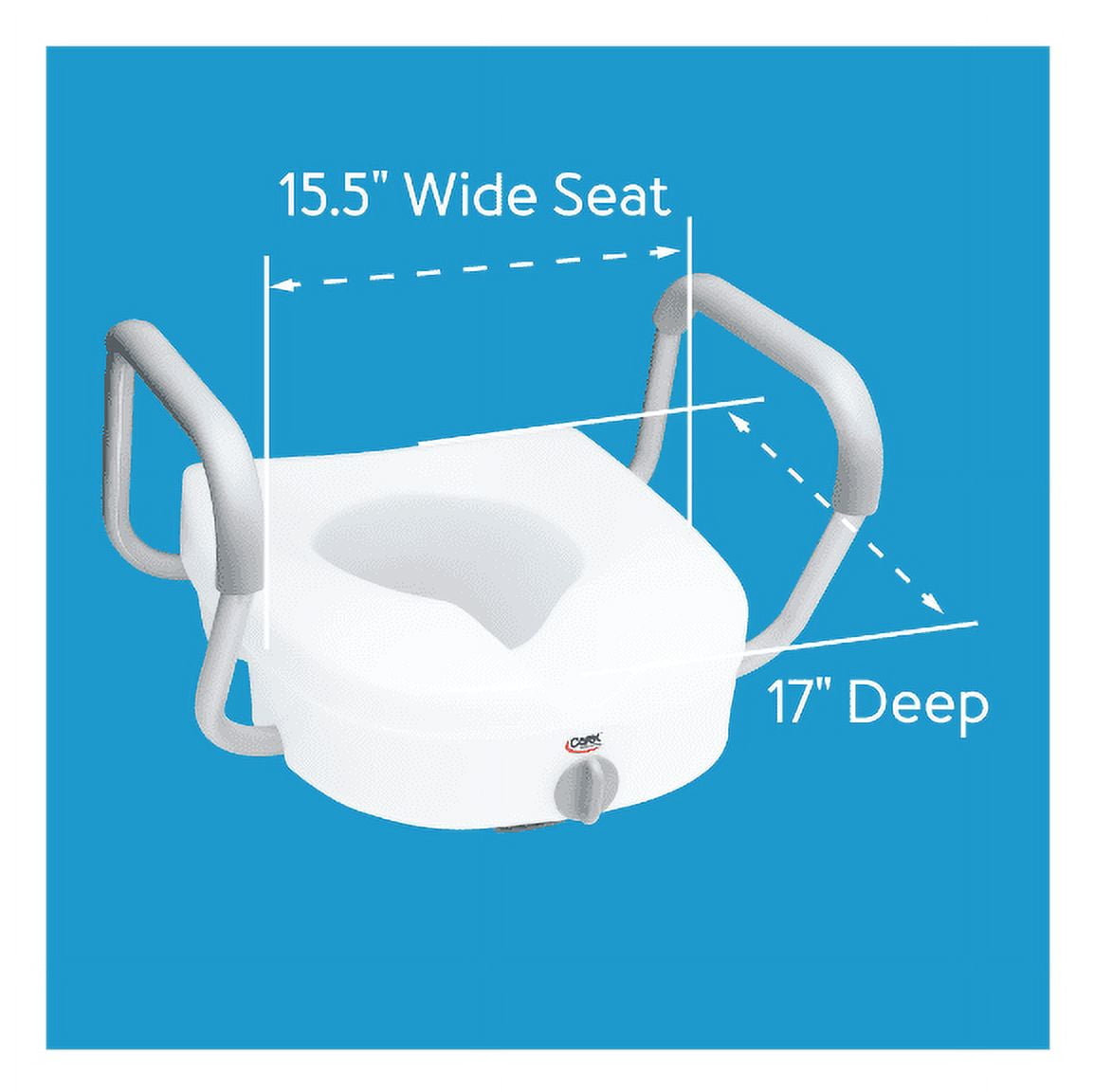 Carex EZ Lock Raised Toilet Seat with Handles, Adjustable Removable Arms, Adds 5", 300 lb Capacity