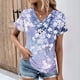 thumbnail image 1 of Fiudx Ofertas y Liquidaciones Top de Primavera/Verano de Manga Corta Informal de Moda con Cuello En V para Mujer, 1 of 4