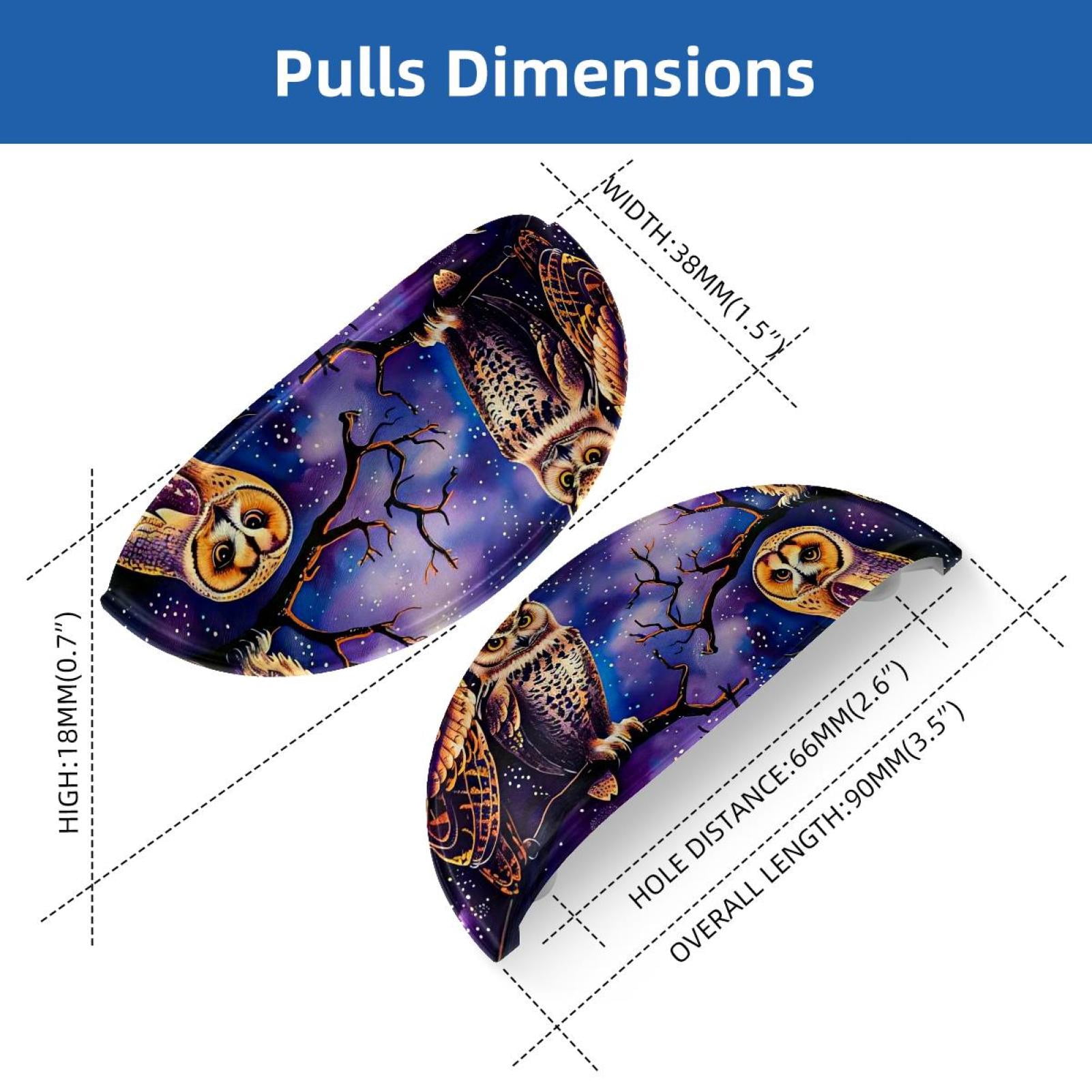 PhooArto 6 Pcs Cup Drawer Pulls, Owls on Purple Galaxy Shell Shape Handles Cabinet Knobs for Dresser Cupboard Closet Wardrobe with Screws