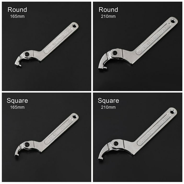 Multifunctional 32mm~75mm Remove Cover Nut Key Large Opening Repair Set  Water Meter Wrench C Spanners Adjustable Spanner Hook Wrenchs 165MM ROUND 