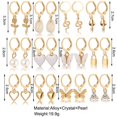 thumbnail image 3 of Dincior Elegante Cristal Oro Mujer Amor Perla Cerradura SnakeButterfly Seta Pendientes Conjunto Para Joyería 12 Pares/Set, 3 of 4