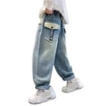 thumbnail image 3 of Boys Jeans Size 2-3Y Straight Wide Leg Denim Trousers Comfortable Playwear Spring Loose Casual Big Youth Kids Pants Blue, 3 of 10
