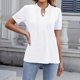 thumbnail image 2 of V Cuello Manga Corta Tops para las Mujeres Primavera Verano Moda Color Sólido Camiseta, Imitación Algodón, 2 of 4