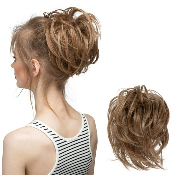 Mother'S Day Real Silk Wig, Messy Hair Bun Hair Pieces Curly Synthetic Updo Scrunchies Ponytail Extension for Women Black 1Pcs, Wig, Closure,Hair Bundles,Lace Frontal,Highlight Cap,Lace Front,Lace