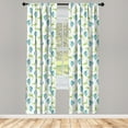 thumbnail image 3 of Ambesonne Exotic Curtains, Watercolor Lizards and Cacti, Pair of 28"x63", Sea Blue Lime Green, 3 of 5
