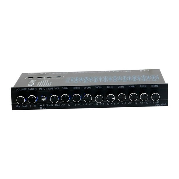 Ecualizador de 9 bandas Salida de subwoofer Metal 12 V con entrada auxiliar de CD 9 bandas de ecualización Ecualizador de audio para automóvil Alto Hugo ecualizador de audio para coche