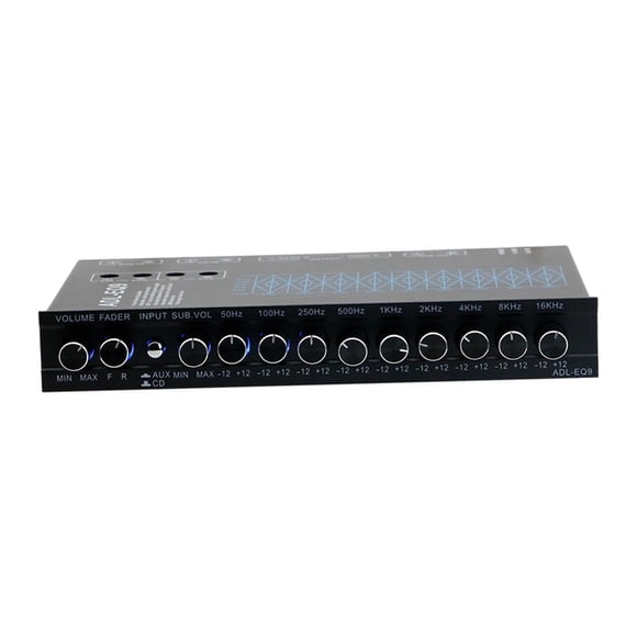 Ecualizador de 9 bandas Salida de subwoofer Metal 12 V con entrada auxiliar de CD 9 bandas de ecualización Ecualizador de audio para automóvil Alto Hugo ecualizador de audio para coche