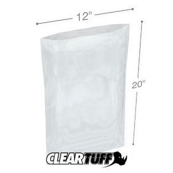 ClearTuff - 12" x 20" 2 Mil Flat Poly Bags - 1000/Case