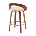 thumbnail image 4 of Sonia 26" Counter Height Swivel Cream Faux Leather and Walnut Wood Bar Stool, 4 of 10