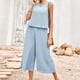 thumbnail image 4 of Conjunto de pantalones y camisa informal para mujer, estilo bohemio, camisetas sin mangas recortadas, pantalones, traje de vacaciones FLhrweasw Para estrenar, 4 of 9