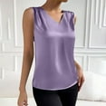 thumbnail image 4 of yillto Womens Silk Satin Tanks Tops V Neck Casual Cami Sleeveless Camisole Blouses Summer Basic Tank Shirt, 4 of 7