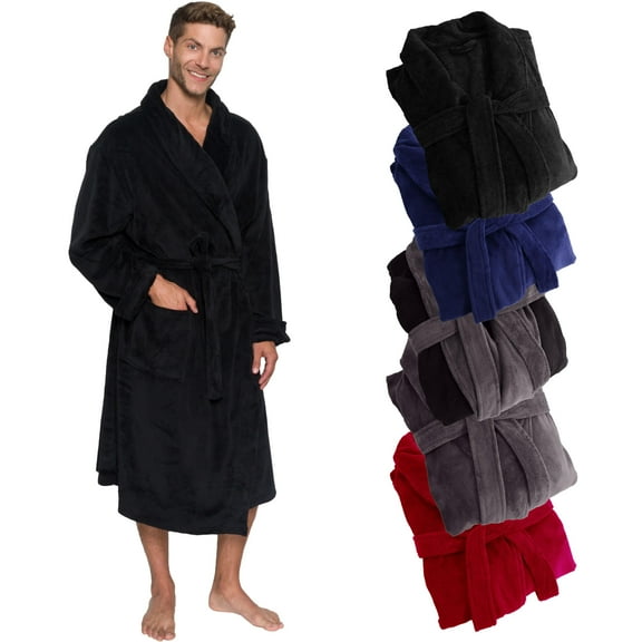 Ross Michaels - Men's Plush Luxury Bathrobe - Small/Medium, Pewter Gray