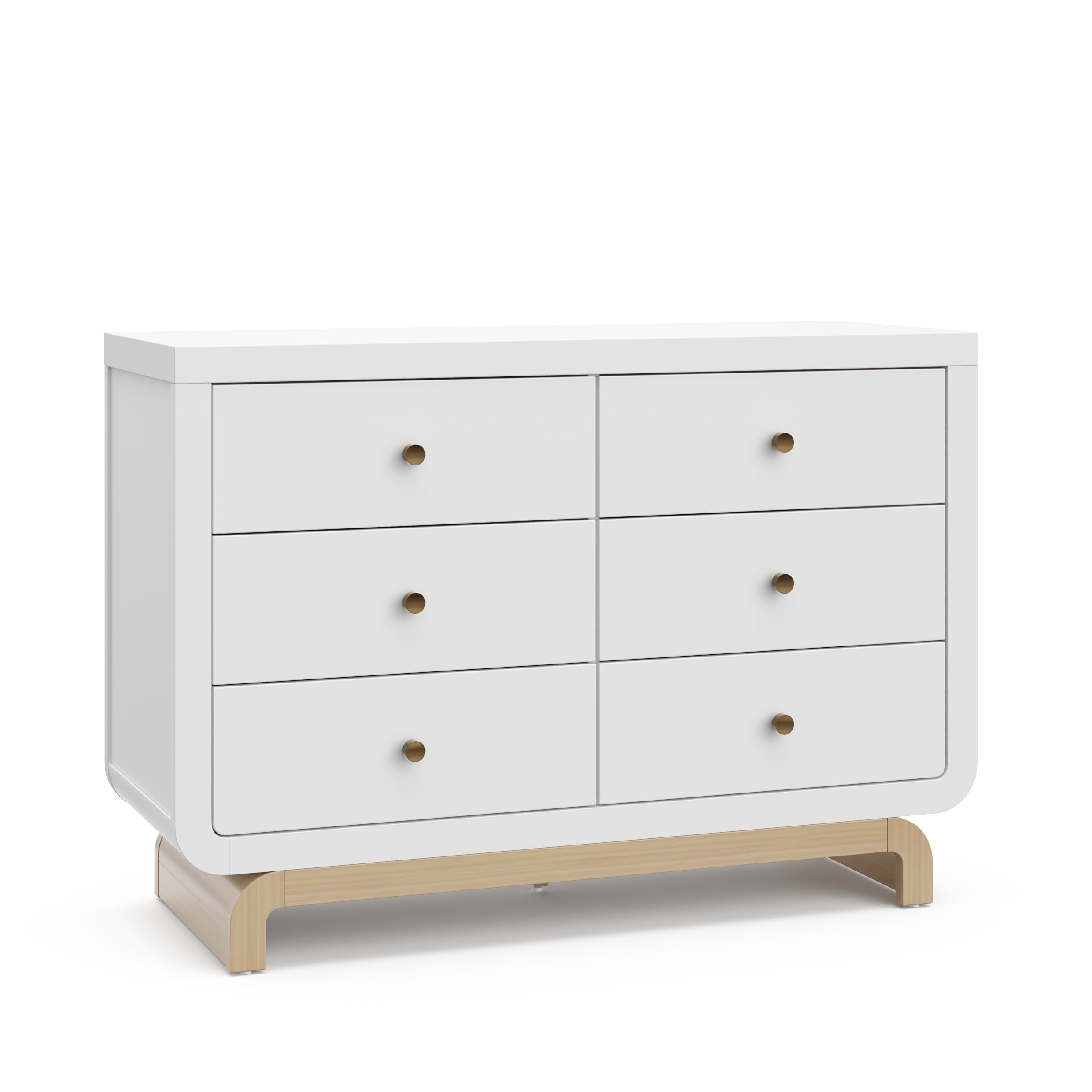 Art of Nursery by Storkcraft Santorini 6 Drawer Nursery Double Dresser, White with Driftwood