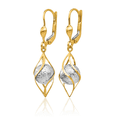 thumbnail image 3 of 14K Solid Two Tone Gold Drop Dangle Earrings, 3 of 10