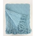thumbnail image 2 of Fennco Styles Modern Textured Weave Knit Throw with Fringe 50" W x 60" L - Aqua Chevron Throw Blanket for Sofa, Couch, Living Room, Bedroom Décor, 2 of 5