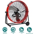 thumbnail image 6 of Achazel 24 Inch Industrial Drum Fan, 3-Speed Heavy Duty 8100 CFM Air Circulation High Velocity Floor Fan for Warehouse Workshops Garage Cooling Red, 6 of 11