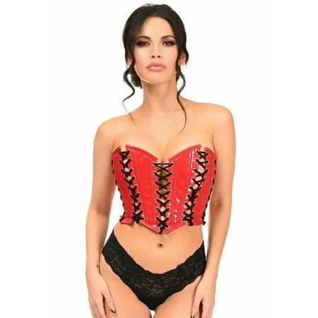 

Lavish Red Patent With Black Lacing Lace-Up Bustier