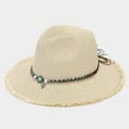 thumbnail image 4 of Summer Holiday Casual Style Sun Hat Panama Style Shade Bowler Hat Hat Circumference Women Hair Hat Rolling Stripe Hat Stray Deal Roll up Foldable Hats for Women Travel Conservative Hats for Men, 4 of 4