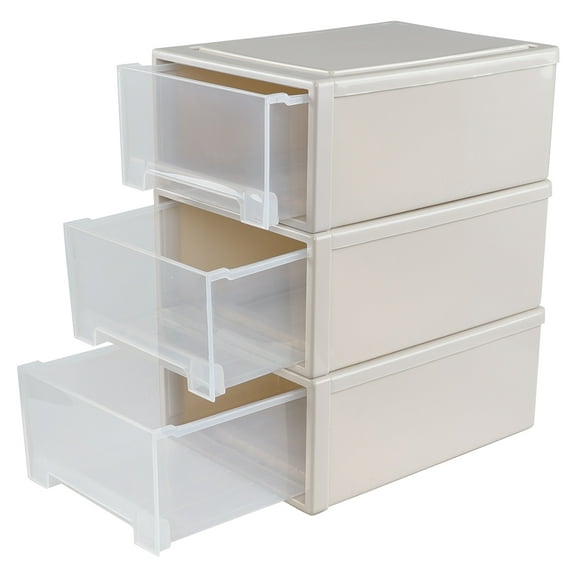 Gloreen 17.5 Quart Plastic Storage Drawers, Stacking Storage Drawer Box, 3-Pack