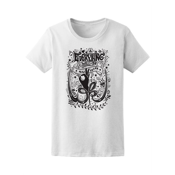 Everything Will Be Ok Doodles T-Shirt Women -Image by Shutterstock, Female Small