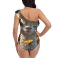 thumbnail image 5 of Sikiie Adorable Llama In Flowers Print Women One Piece Swimsuits Tummy Control One Shoulder Bathing Suits Ruffle Swimwear, From S to XXL-XX-Large, 5 of 6