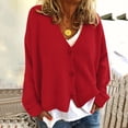 thumbnail image 1 of Baberdicy Women's Single Breasted Knit Cardigan, Solid Color Casual Button down Open Front Sweater , Single-Breasted Knit Cardigan, Solid Button-Front Sweater, Casual Top Red Xxl, 1 of 5