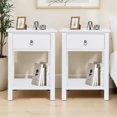 thumbnail image 2 of Tcbosik 2 Pack Night Stands, Small Bedside Table with Open Shelf and Storage Drawer, Modern End Table for Living Room, Bedroom, White, 2 of 7