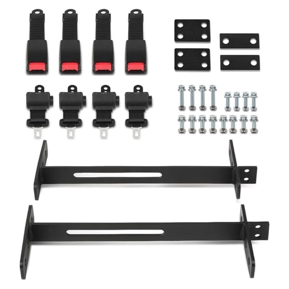 Universal 42" Retractable Golf Cart Seat Belts Kit and Bracket Compatible with Golf Carts EZGO TXT RXV Drive DS Club Car