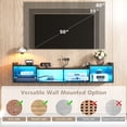 thumbnail image 3 of EnHomee 55.1" Wall-Mounted Floating TV Stand with LED Lights & Power Outlets, Entertainment Center for 50/55/60/65 Inch TVs,Black Wood Media Console with Storage for Living Room, Bedroom, 3 of 9