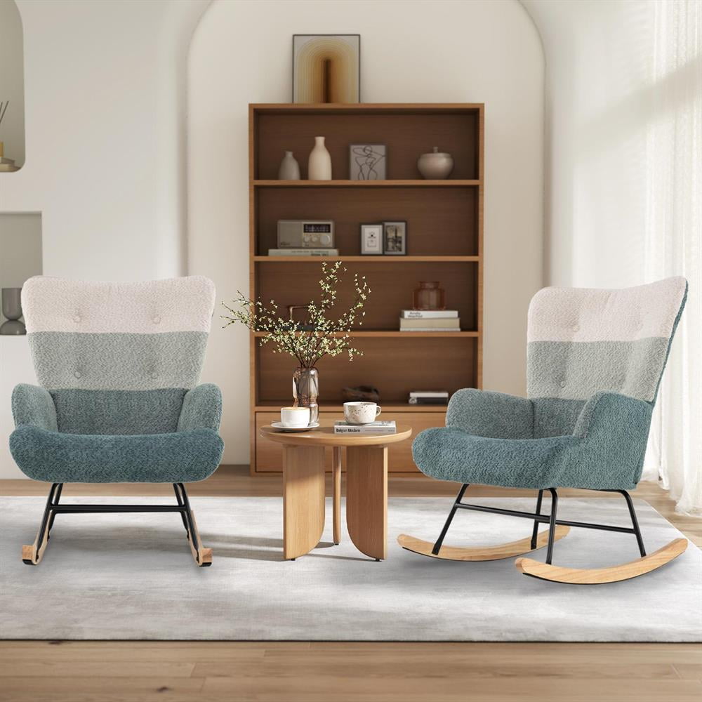Topcobe Nursery Rocking Chair with Ergonomic Armrests and High Backrest, Modern Furniture for Living Room, Practical, Easy to Assemble