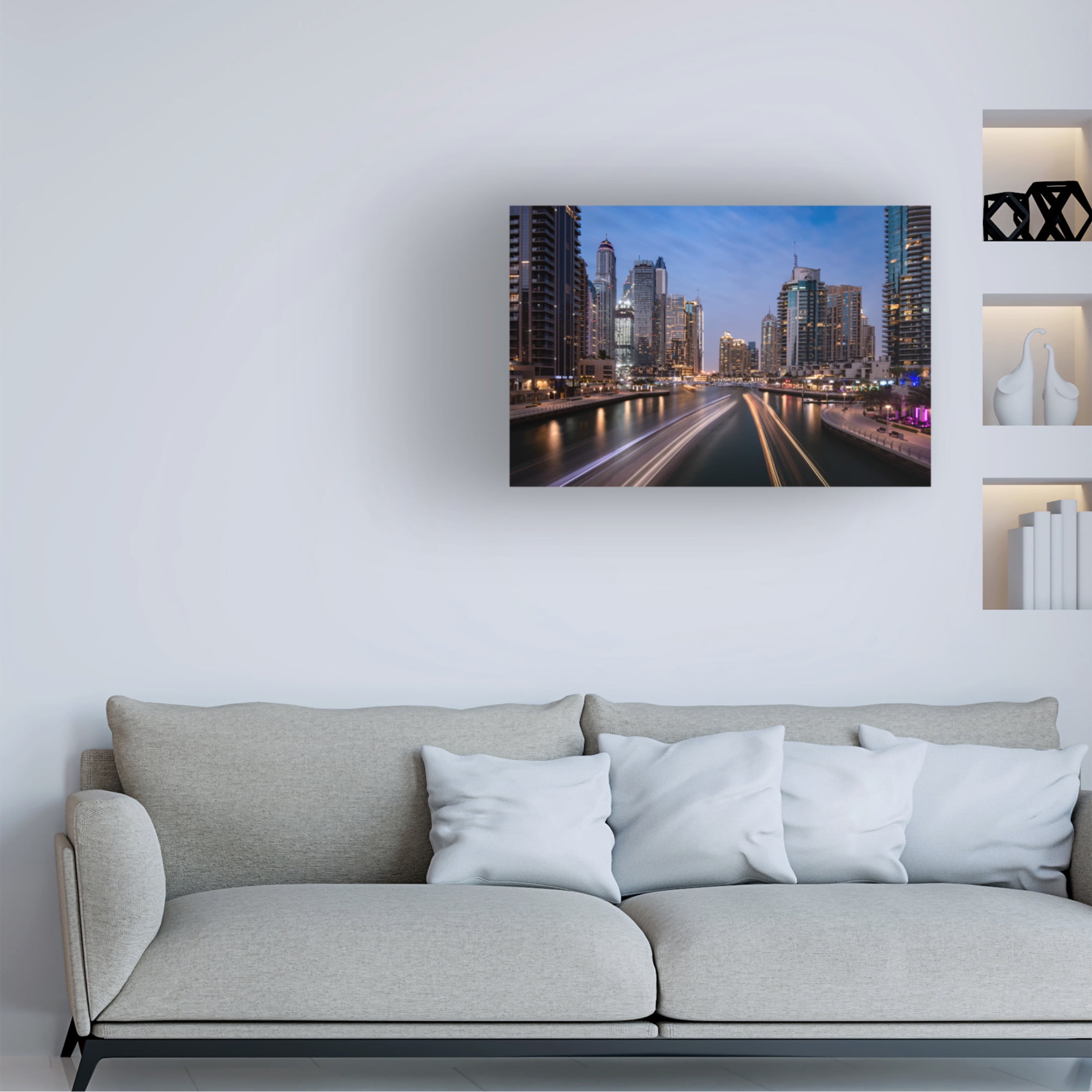 Canvas Wall Art - Majid Behzad 'Marinas Night' Wall Art for Living Room, Bedroom, or Office D?cor by Trademark Fine Art - 47 x 30 Inches