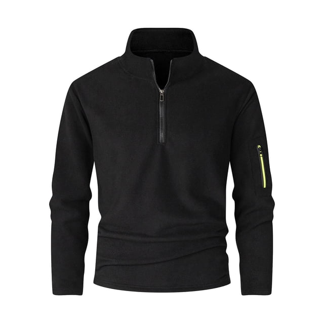 pstuiky Camisas casuales de manga larga para hombre, Top de manga larga con cuello alto, media cremallera y color liso para hombre, informal, cálido tops de invierno para hombre m
