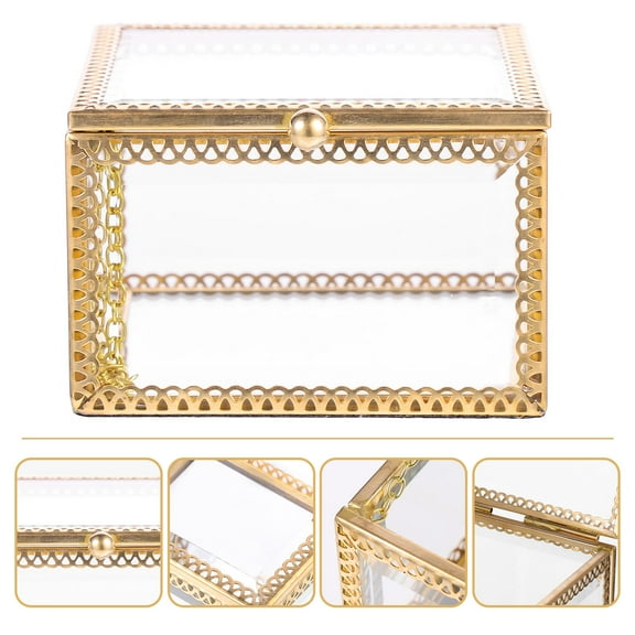 GOOHOCHY 1Pc Glass Jewelry Box Creative Glass Gift Box Home Decor Square Jewelry Case