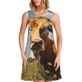 thumbnail image 1 of Easygdp Daisy Flower Field Cow para Vestido Transpirable de Mujer, Vestido Suelto de Manga Corta con Pliegues y Bolsillos para el Verano, 1 of 7