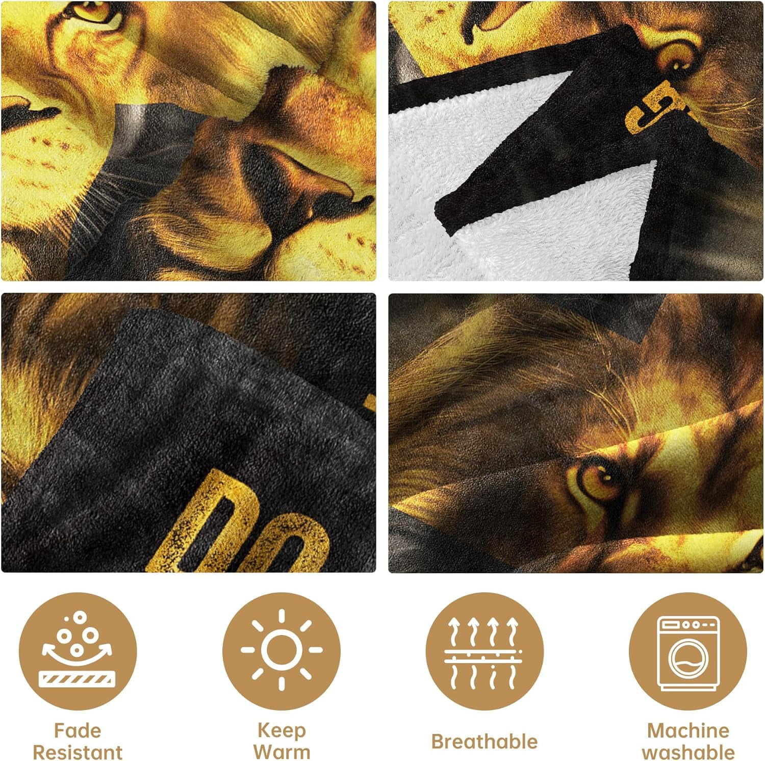 Christian Gifts for Men, Blanket Printed with Lion & Bible Verse, Religious, Christmas, Birthday Gifts for Men, Teen Boys, Catholic, Spiritual, Baptism Gift, Soft Throw Blanket
