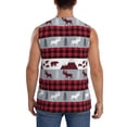 thumbnail image 4 of Lsque Buffalo Plaid Forest Print Men's Cotton Blend Sleeveless Muscle Shirts (S-3XL)- Moisture Wicking, Odor Protection, UPF 30+,X-Large, 4 of 8