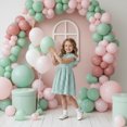 thumbnail image 2 of 2Bunnies Girls’ Vintage Lace Pom Pom Trim Flutter Sleeve Party Dress, 2 of 7