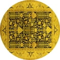 thumbnail image 1 of Ahgly Company Indoor Round Oriental Yellow Industrial Area Rugs, 3' Round, 1 of 4