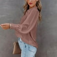 thumbnail image 1 of Blusa de color puro, blusa de negocios para mujer, blusa holgada con escote en V, blusa con cuello vuelto, artesanía excepcional, 1 of 5