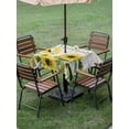 thumbnail image 4 of Outdoor Tablecloth with Umbrella Hole for Patio/Picnic/Party/Camping, Sunflowers Waterproof Table Cloth Square Cover Washable, Country Spring Botanical Flowers Bee Wooden (54"x 54"), 4 of 8