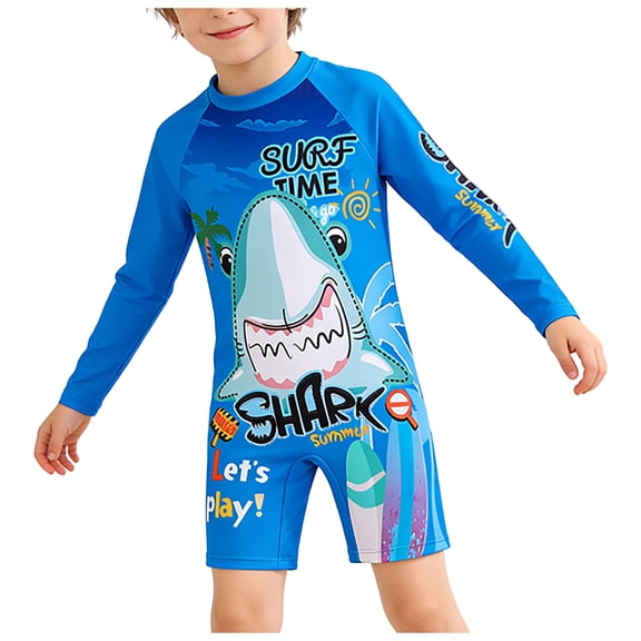 HSMQHJWE Baby Toddler Boys Swimsuits Sun Protection Long Sleeve Rash Guards Baby Bathing Suit with Zip Diving Swimsuit (12M-6Y)