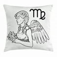 thumbnail image 1 of Zodiac Virgo Throw Pillow Cushion Cover, Astrological Angel Carrying a Bouquet of Lily Flowers in a Greek Dress, Decorative Square Accent Pillow Case, 24 X 24 Inches, Black and White, by Ambesonne, 1 of 2