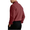 thumbnail image 5 of LEAVINGSUO Mens Dress Shirts Stand Collar Solid Color Casual Button Pocket Long Sleeve Shirt Wine L, 5 of 6