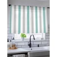 thumbnail image 5 of Sheer Curtains 54 Inch Length 2 Panels Set for Kitchen, Turquoise Gray Striped Semi Sheer Curtains for Windows, Farmhouse Stripe Art Voile Window Treatments Rod Pocket Curtain, 5 of 7