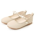 thumbnail image 6 of FAOWME Girls Single Shoes Kids Open Toe Ankle Strap Dress Shoes Wedding Party Sandals For Toddler Kids Princess Shoes Beige 3.5-4 Years, 6 of 8