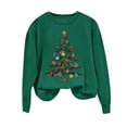 thumbnail image 4 of Womens Long Sleeve Crewneck Tops Christmas Printed Thin Lightweight Sweatshirt Loose Fit Holiday Xmas Pullovers (L, Army Green), 4 of 4