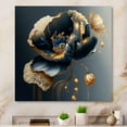 thumbnail image 2 of Designart Deep Blue And Gold Single Flower I Canvas Wall Art, 2 of 5